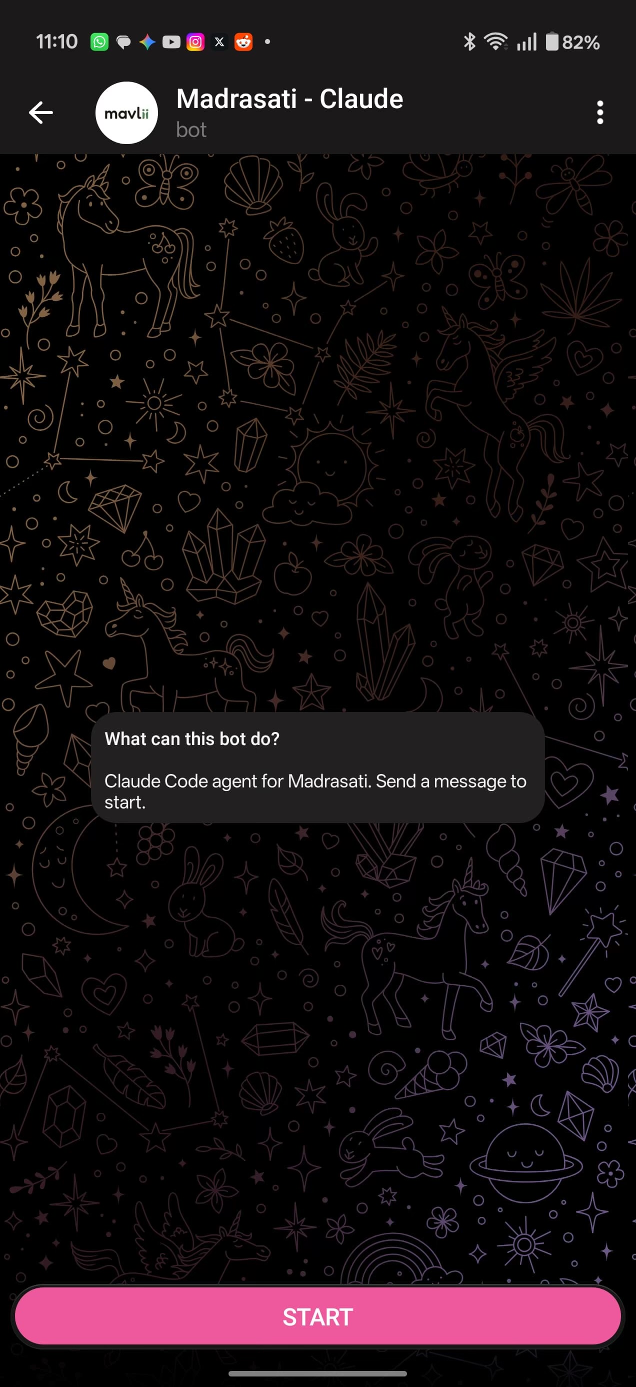 Telegram start screen