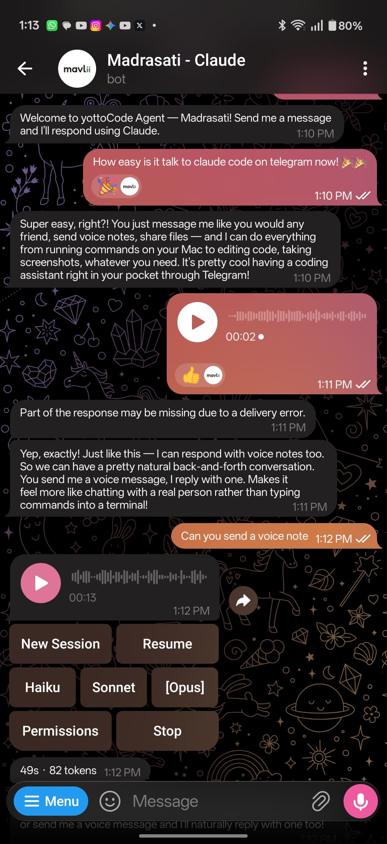 Telegram chat detail