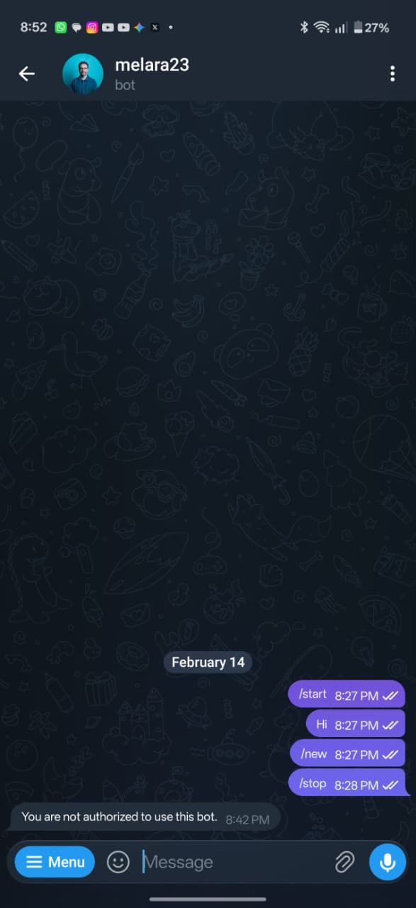 Security chat screen